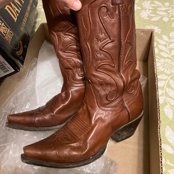 Dan Post Women Cowboy Boots Saddle Leather Rust Size 7M - Picture 3 of 9